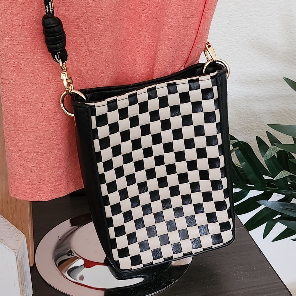 Stylish Black and White Checkered Women's Bag